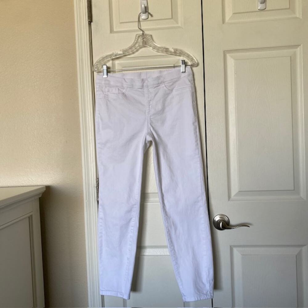 Ming Wang White Denim Skinny Jeans‎ Stretch Pull-On Faux Front Pockets Women's 8